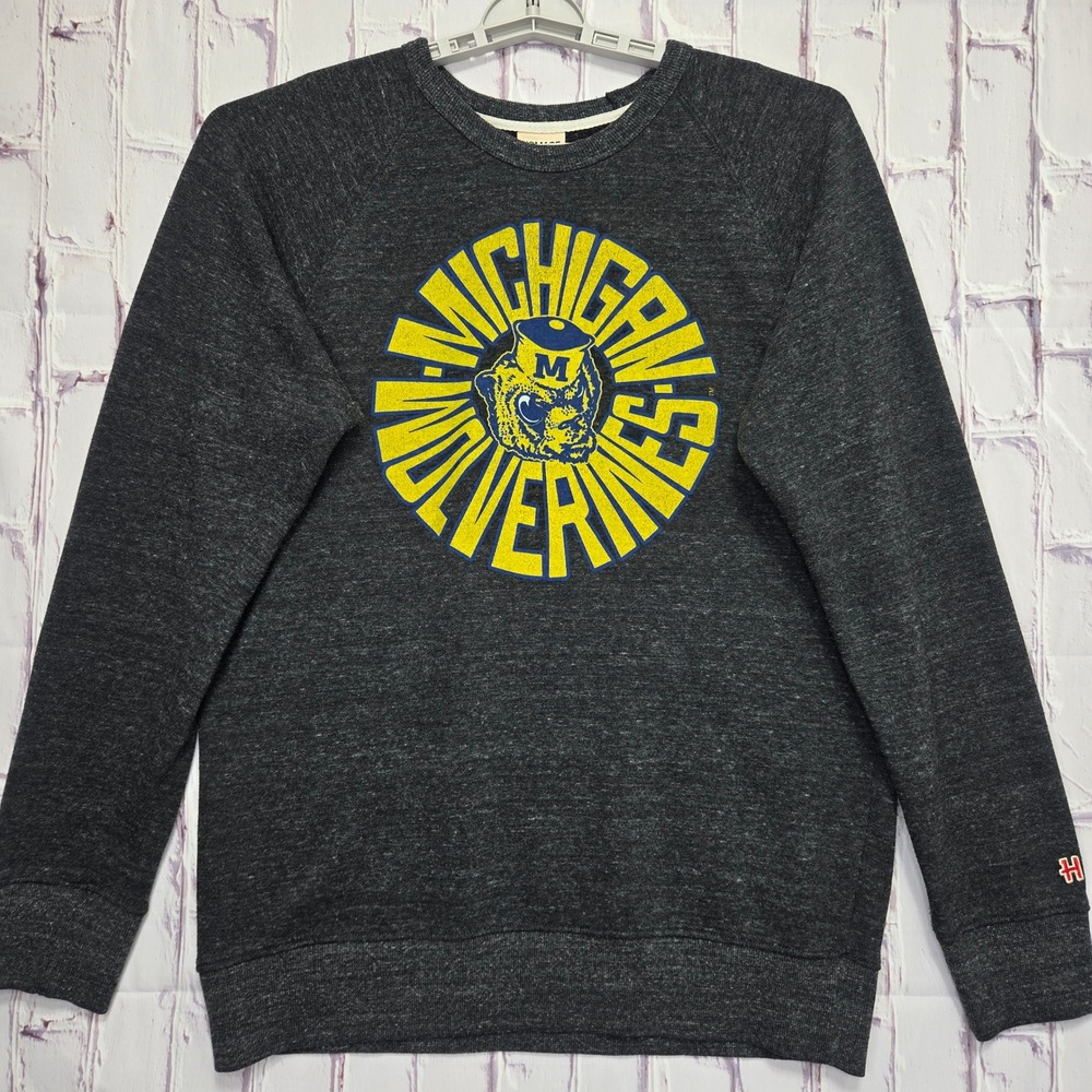 Homage Michigan Wolverines NCAA sweatshirt Mens XL Gray Heather Raglan Made USA
